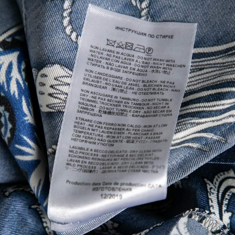Pre Owned Etro Blue Printed Silk Short Sleeve Dress M 