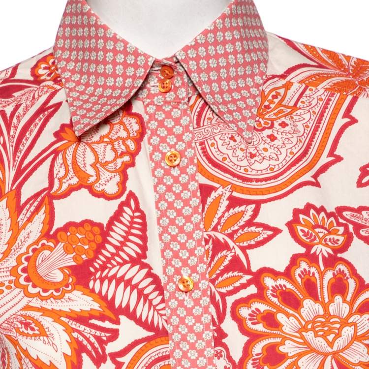 Pre Owned Etro Multicolor Paisley Printed Cotton Button Front Shirt M