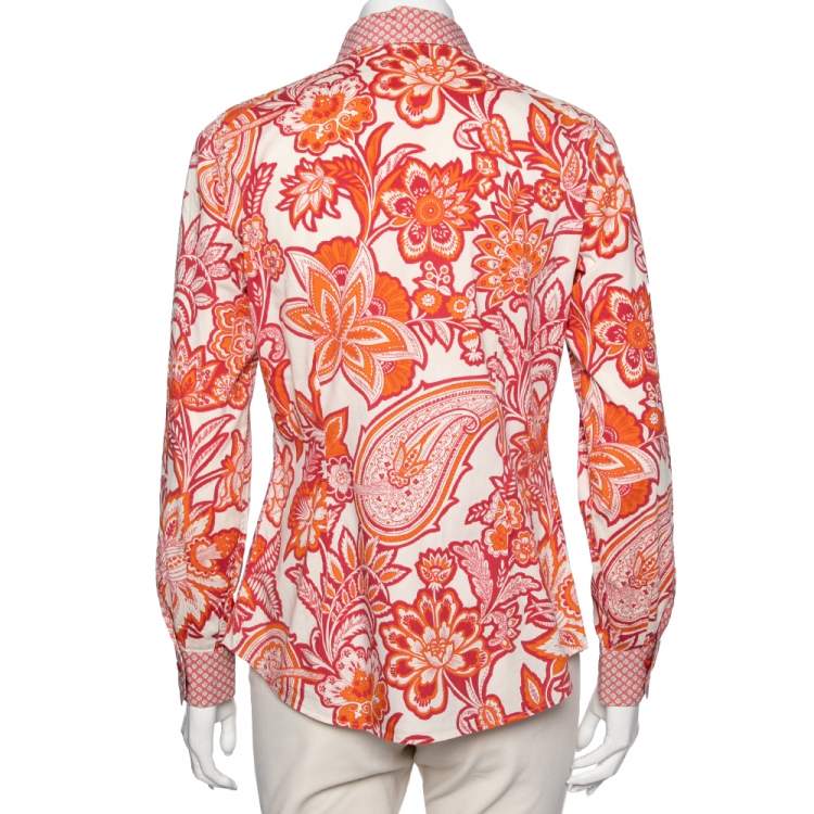 Pre Owned Etro Multicolor Paisley Printed Cotton Button Front Shirt M