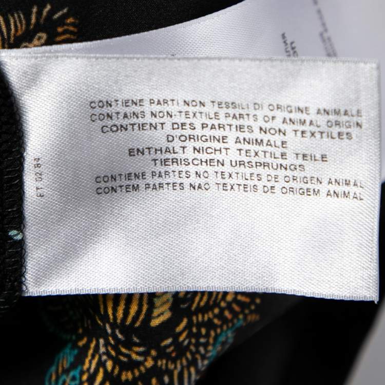 Pre Owned Etro Black Floral Printed Silk Short Sleeve Top M