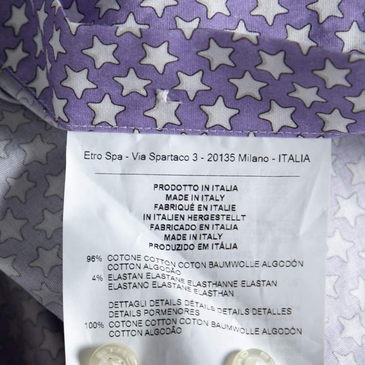 Pre Owned Etro Purple Multi Motif Print Cotton Button Front Shirt S