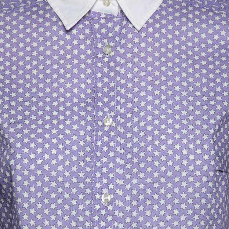Pre Owned Etro Purple Multi Motif Print Cotton Button Front Shirt S