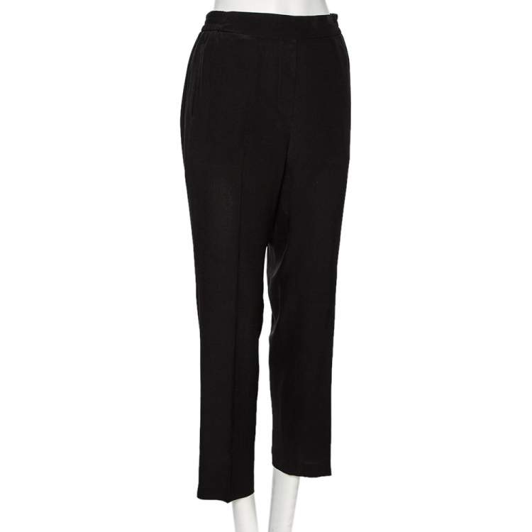 Pre Owned Etro Black Silk Elastic Waist Pants M