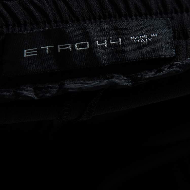 Pre Owned Etro Black Silk Elastic Waist Pants M