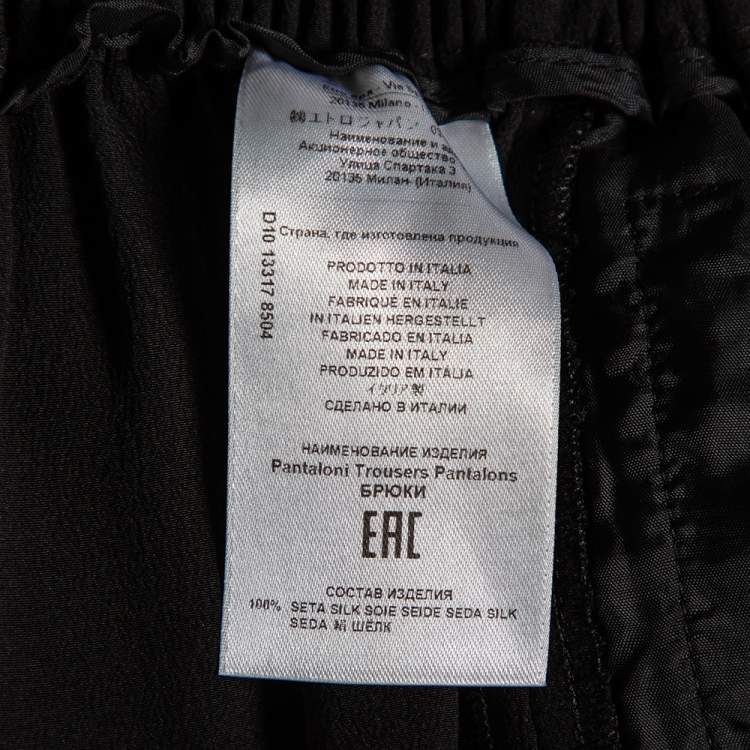 Pre Owned Etro Black Silk Elastic Waist Pants M
