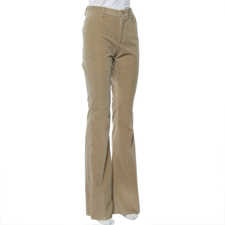 Pre Owned Etro Beige Corduroy High Rise Flared Pants S