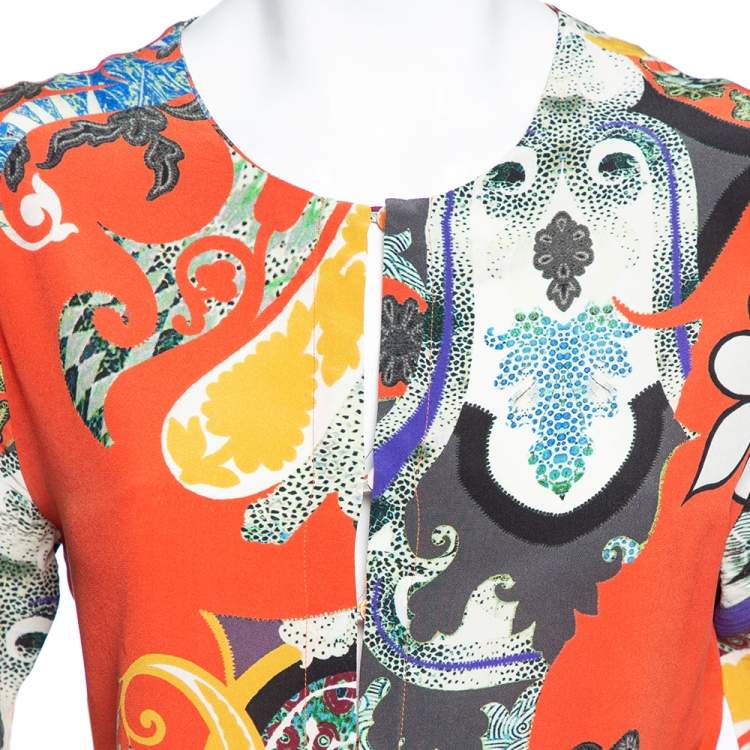 Pre Owned Etro Multicolor Printed Silk Button Front Top M