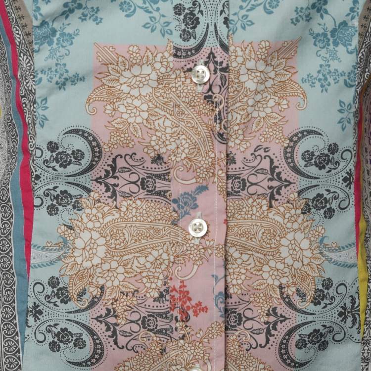 Pre Owned Etro Multicolor Floral Printed Cotton Button Front Shirt M