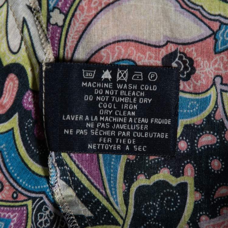 Pre Owned Etro Multicolor Printed Cotton & Silk Shift Dress L/XL