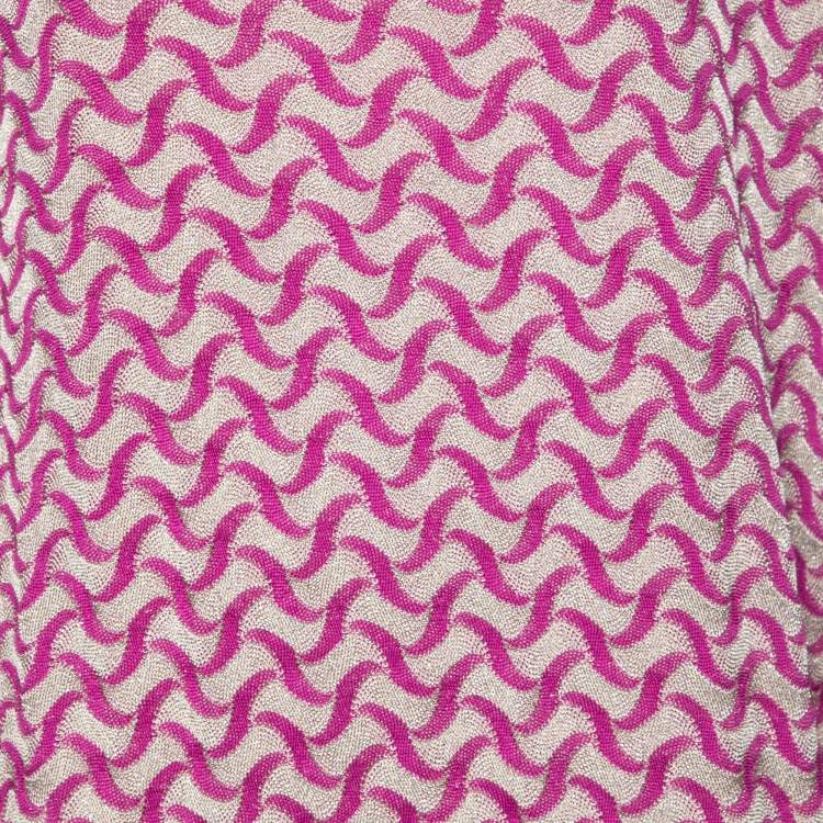 Pre Owned Etro Purple & Gold Patterned Lurex Knit Long Sleeve Jumper L
