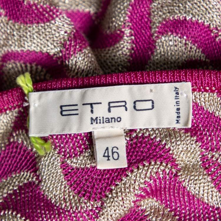 Pre Owned Etro Purple & Gold Patterned Lurex Knit Long Sleeve Jumper L