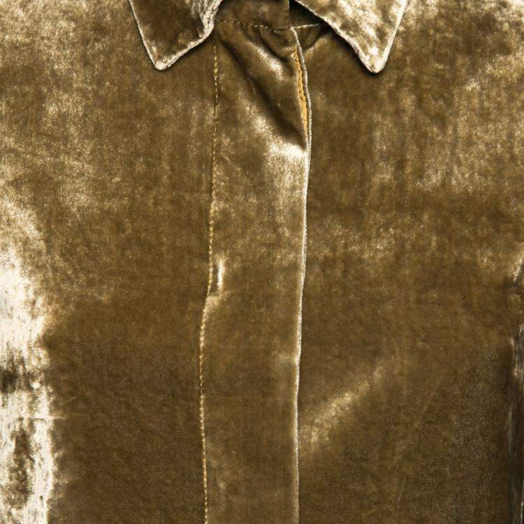 Pre Owned Etro Olive Green and Brown Floral Textured Velvet Jacket M