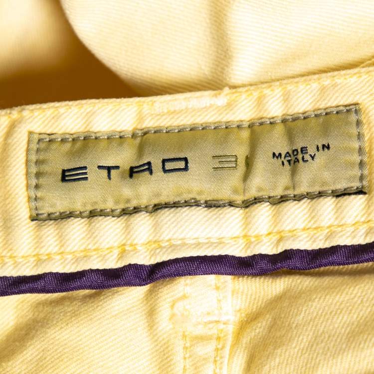 Pre Owned Etro Yellow Cotton Straight Fit Jeans M