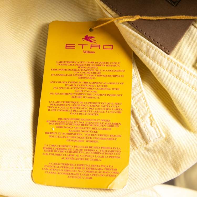 Pre Owned Etro Yellow Cotton Straight Fit Jeans M