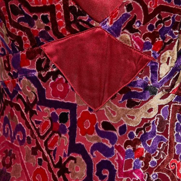 Pre Owned Etro Multicolor Textured Velvet Sleeveless Maxi Dress M