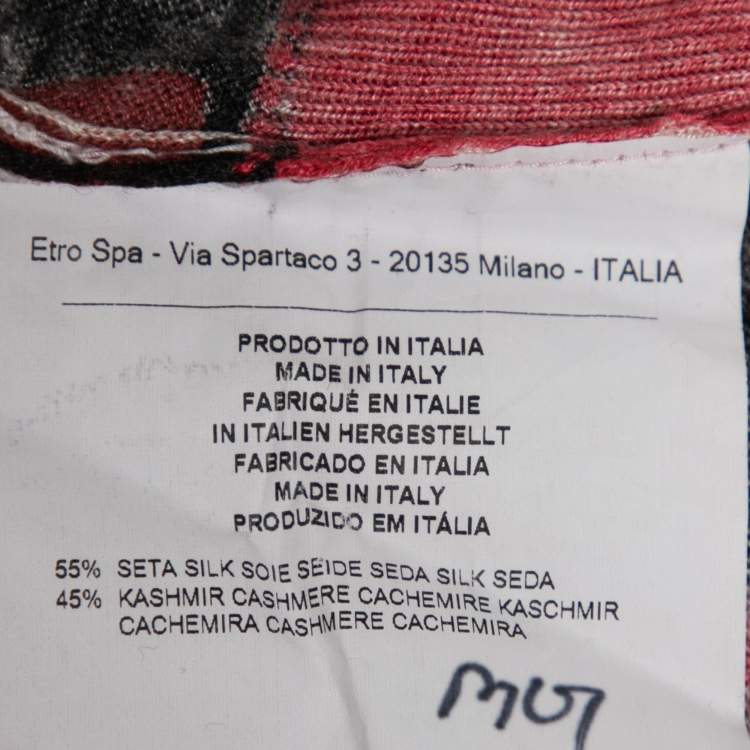 Pre Owned Etro Multicolor Printed Silk & Cashmere Knit Button Front Cardigan L