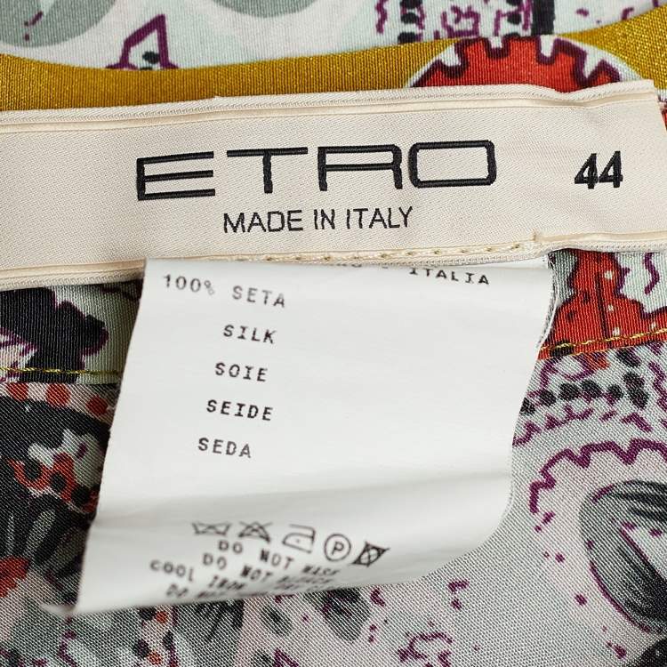 Pre Owned Etro Multicolor Paisley Print Silk Handkerchief Tiered Skirt M