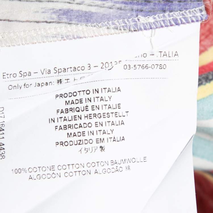 Pre Owned Etro Multicolor Printed Cotton Tie-Up Detail Blouse L