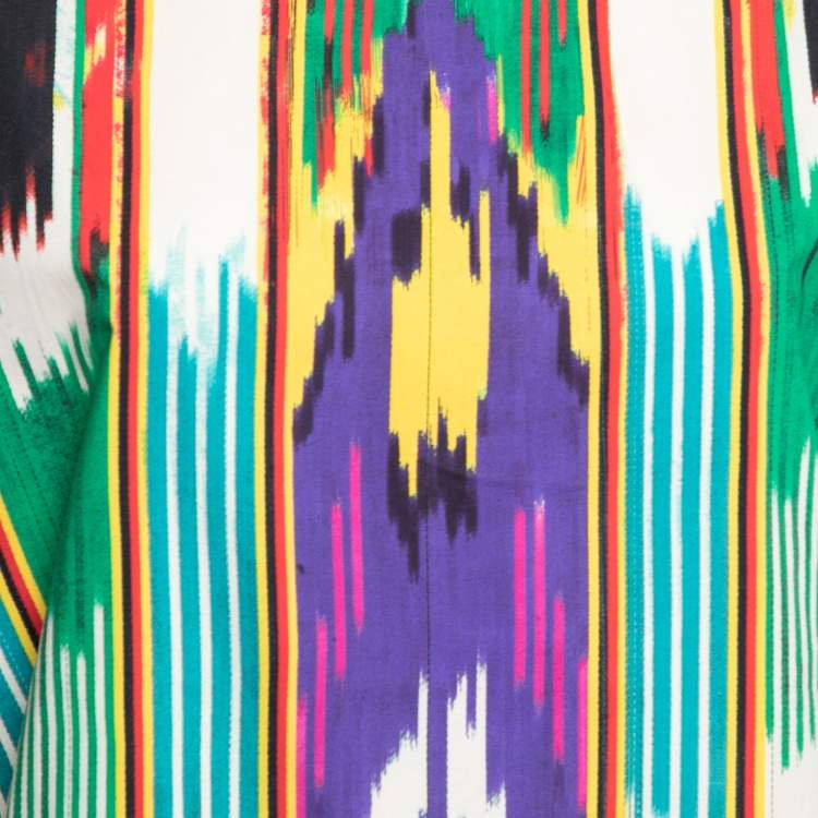 Pre Owned Etro Multicolor Printed Cotton Tie-Up Detail Blouse L
