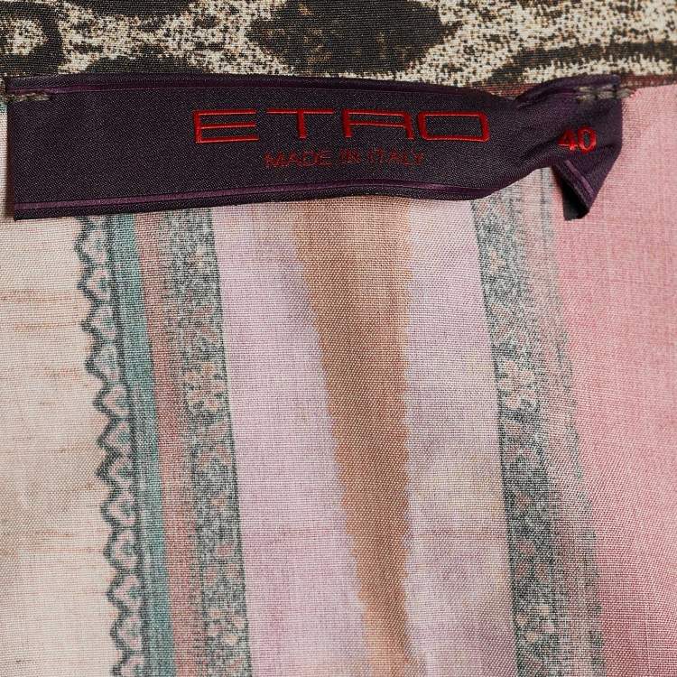 Pre Owned Etro Multicolor Silk Abstract Print Asymmetric Collar Wrap Dress S