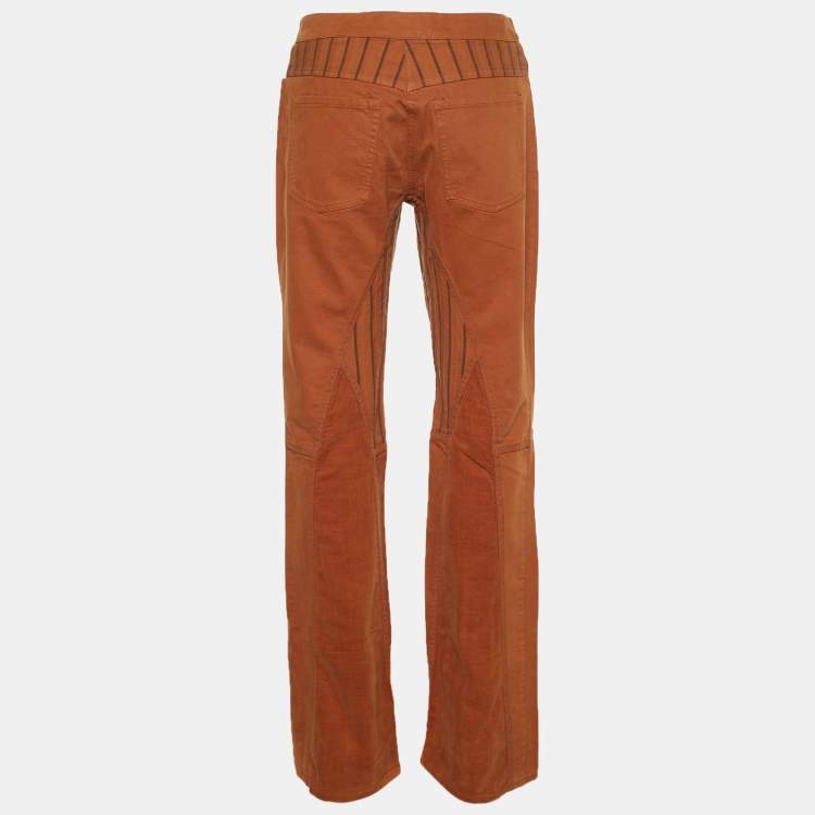 Pre Owned Etro Brown Stripe Paneled Cotton Pants M