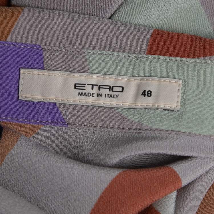 Pre Owned Etro Multicolor Printed Silk Crepe Button Front Shirt L