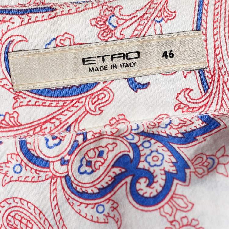 Pre Owned Etro White Printed Cotton Long Sleeve Shirt L