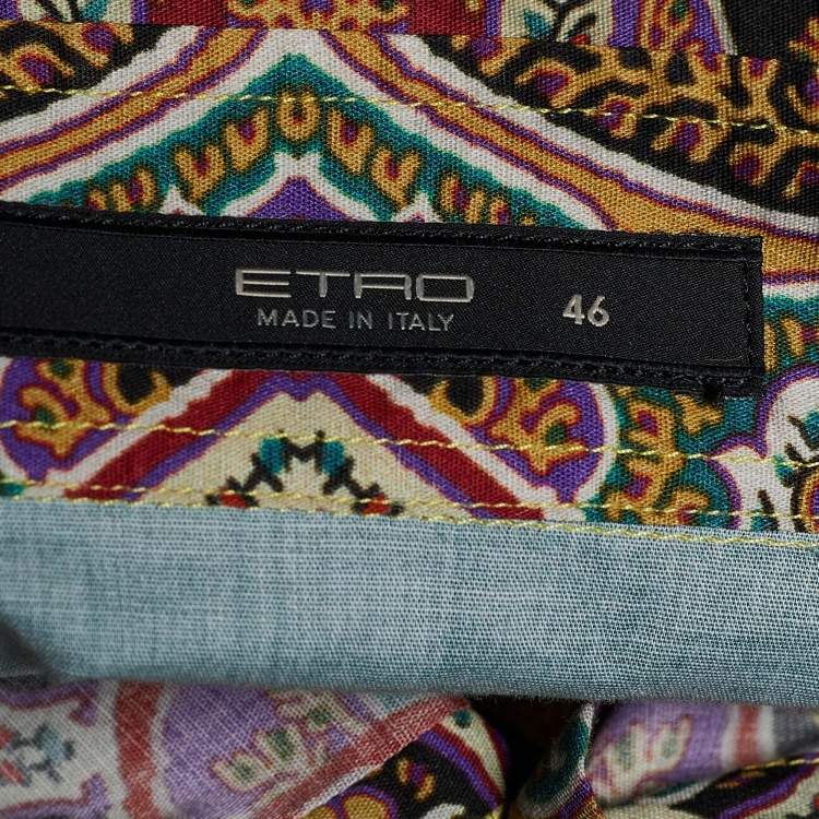 Pre Owned Etro Mustard Yellow Printed Cotton Long Sleeve Shirt L