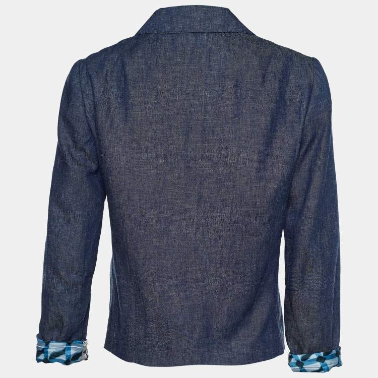 Pre Owned Etro Blue Viscose Button Front Jacket M