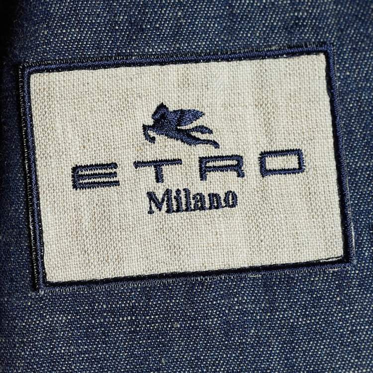 Pre Owned Etro Blue Viscose Button Front Jacket M
