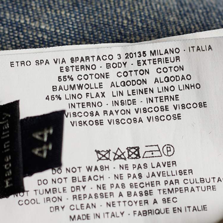 Pre Owned Etro Blue Viscose Button Front Jacket M
