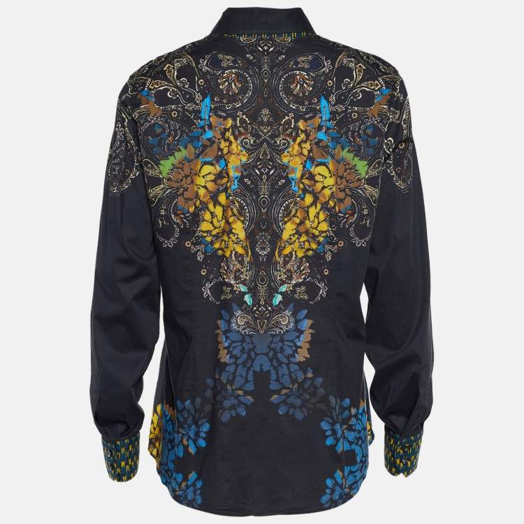 Pre Owned Etro Black Printed Cotton Shirt XL
