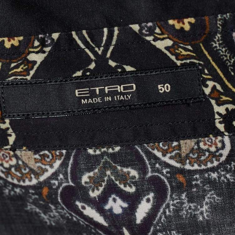 Pre Owned Etro Black Printed Cotton Shirt XL