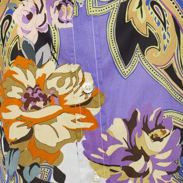 مملوكة مسبقًا Etro White Printed Cotton Button Front Shirt L