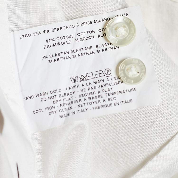 مملوكة مسبقًا Etro White Printed Cotton Button Front Shirt L