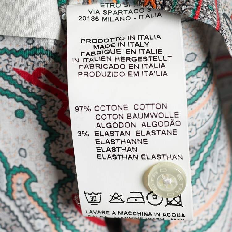 Pre Owned Etro Multicolor Printed Cotton Button Front Shirt L