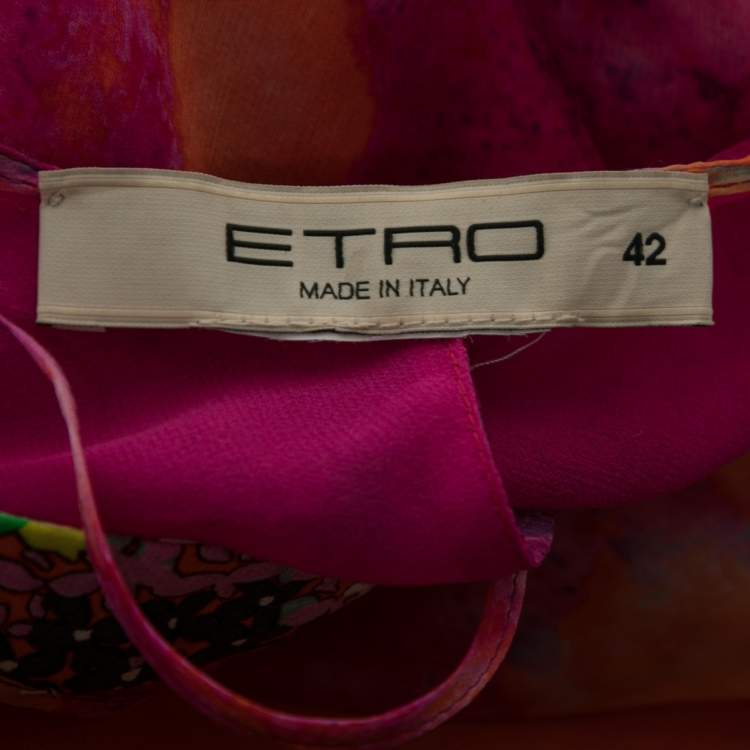 Pre Owned Etro Multicolor Printed Chiffon Sleeveless Draped Maxi Dress M