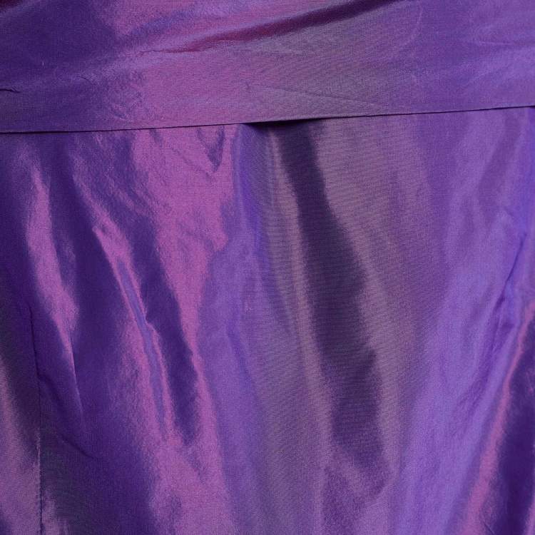Pre Owned Etro Purple Silk Gathered Collar Detail Button Front Shirt L