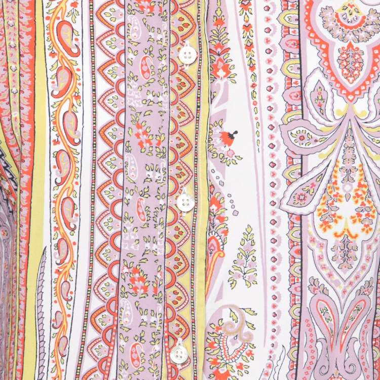 Pre Owned Etro Multicolor Paisley Cotton Button Front Shirt M