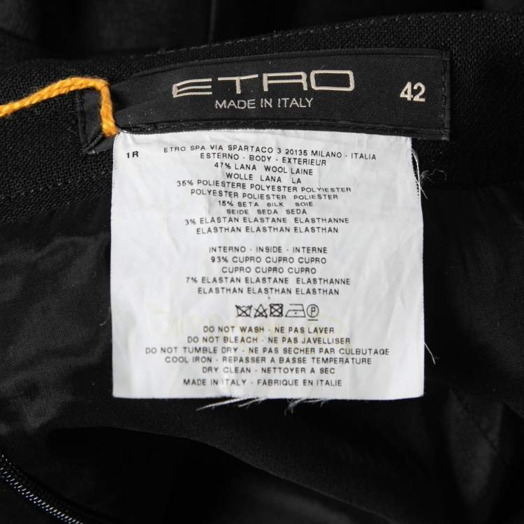 Pre Owned Etro Black Wool Blend Ruffle Hem Pencil Skirt M