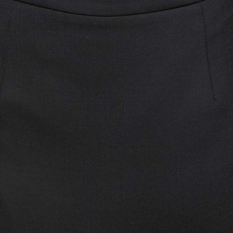 Pre Owned Etro Black Wool Blend Ruffle Hem Pencil Skirt M