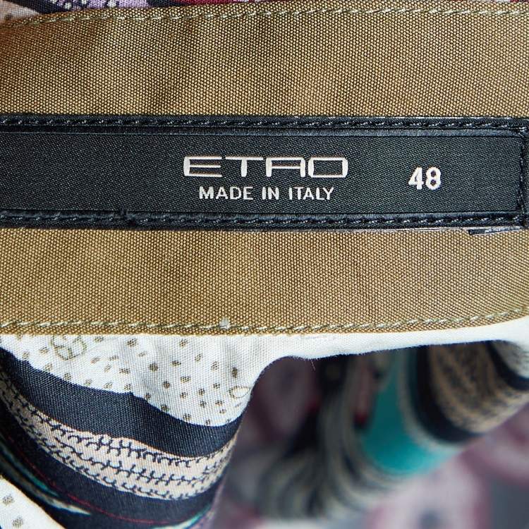 مملوكة مسبقًا Etro Multicolor Paisley Print Stretch Cotton Button Front Shirt L