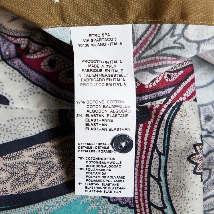 مملوكة مسبقًا Etro Multicolor Paisley Print Stretch Cotton Button Front Shirt L