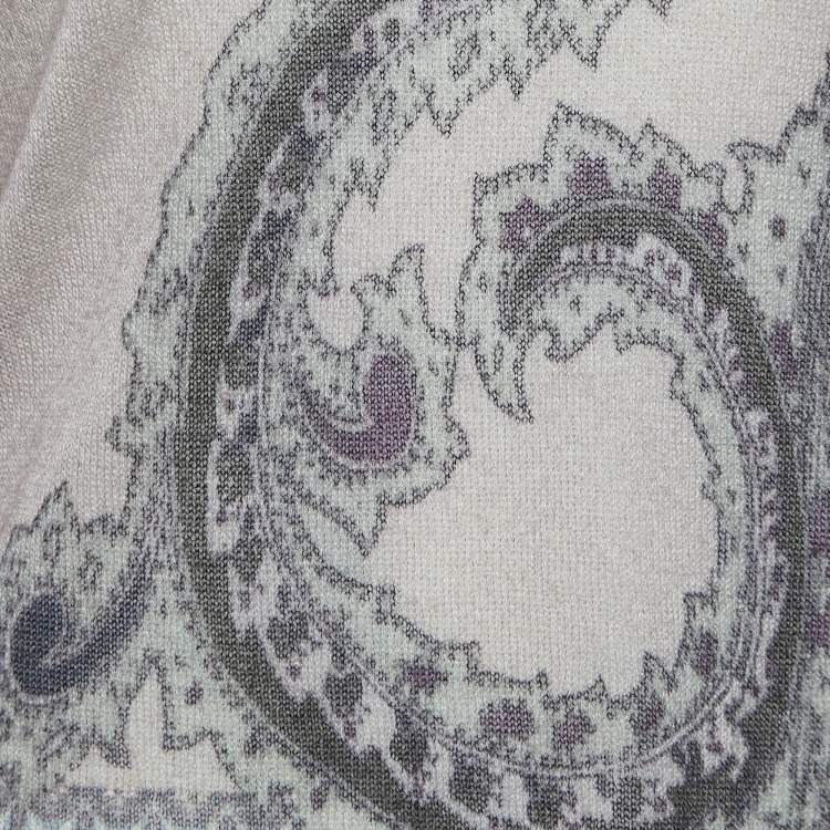 Pre Owned Etro Pale Pink Paisley Print Mohair Wool Knit Long Sleeve Jumper M