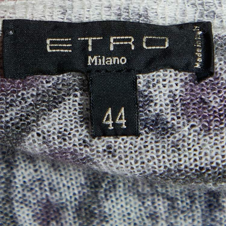 Pre Owned Etro Pale Pink Paisley Print Mohair Wool Knit Long Sleeve Jumper M