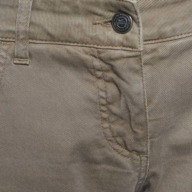 Pre Owned Etro Dark Beige Pigment Dyed Paisley Print Jeans L