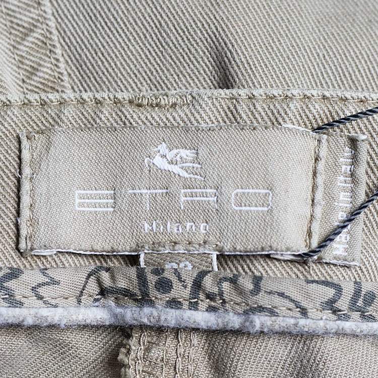 Pre Owned Etro Dark Beige Pigment Dyed Paisley Print Jeans L