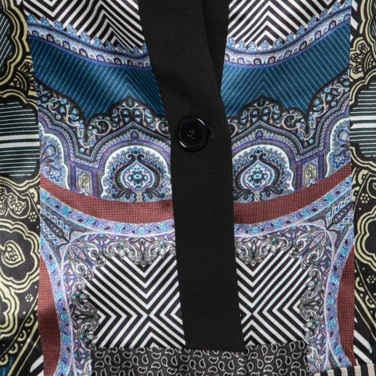 Pre Owned Etro Multicolor Printed Silk Satin Single Breasted Blazer Jacket M
