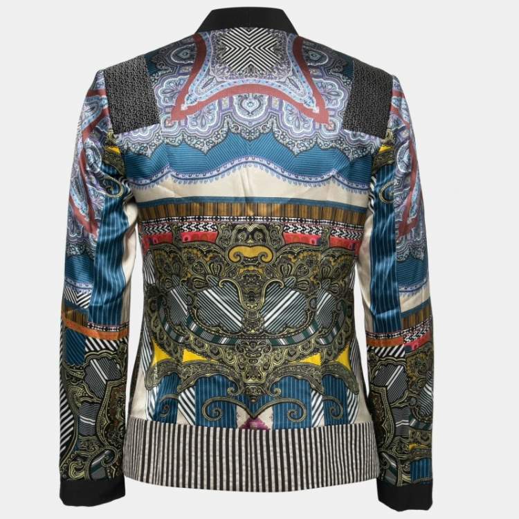 Pre Owned Etro Multicolor Printed Silk Satin Single Breasted Blazer Jacket M