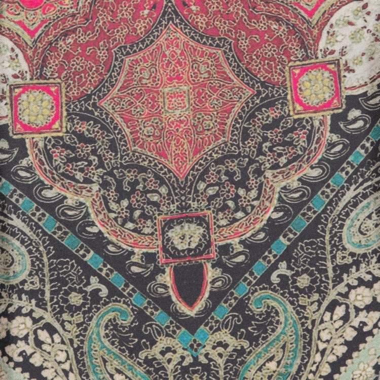 Pre Owned Etro Multicolor Printed Silk Long Sleeve Top S